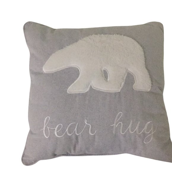 Other - CUSHION + INSERT POLAR BEAR HUG GREY | embroidery
